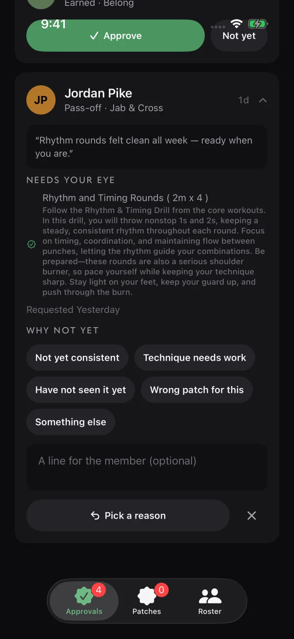 The button reads "Pick a reason" until you choose at least one reason.